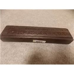 TEAK WOOD STORAGE BOX AND CONTENTS- PEARL LIKE CHOKER AND MORE