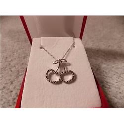 NECKLACE - DIAMONDS IN CHERRY DESIGNED STERLING SILVER SETTING - RETAIL ESTIMATE - $225