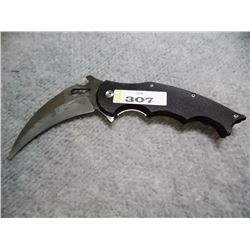 NEW FOLDING KNIFE- 440 STEEL CURVED BLADE WITH BELT CLIP