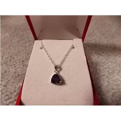 NECKLACE - OCEAN BLUE TRILLION FACETTED MYSTIC TOPAZ & DIAMOND IN STERLING SILVER SETTING - RETAIL E