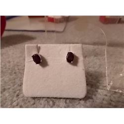 EARRINGS - NEW 2CT OVAL FACETTED GARNETS IN STERLING SILVER STUD DESIGN SETTING - RETAIL ESTIMATE $1