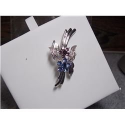 RHINESTONE AND SILVER BROACH