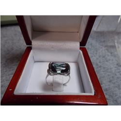 RING - 6.1 MYSTIC TOPAZ & 2 DIAMONDS IN STERLING SILVER SETTING - INCLUDES CERTIFICATE $450 - W-11