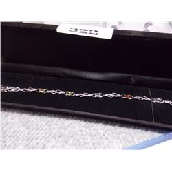 BRACELET - 6 OVAL FACETTED MULTI GEMSTONES & DIAMOND IN STERLING SILVER SETTING - RETAIL ESTIMATE $4
