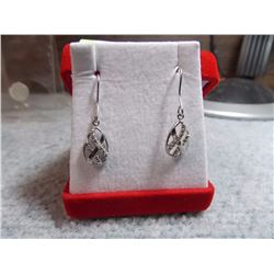 EARRINGS- SILVER AND DIAMOND CRISS CROSS DESIGN - SHEPPARD HOOK