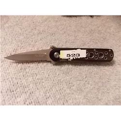FOLDING KNIFE "DUCK 440 STEEL" WITH BELT CLIP - HANDLE WITH CIRCLES