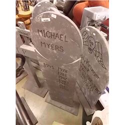 RUSTIC WOOD TOMBSTONE - 43" TALL - MICHEAL MYERS