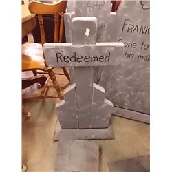 RUSTIC WOOD CROSS - ~36" TALL - REDEEMED
