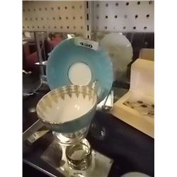 ANSLEY TEA CUP& SAUCER - BLUE WITH 24K GOLD TRIM - "ANSLEY EST 1775"