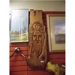 BIRD'S EYE MAPLE -UNIQUE HAND CRAFTED CHAIN SAW CARVING - BIRD'S EYE MAPLE - TREE SPIRIT - 2 FT TALL