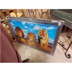 FRAMED PRINT ON BOARD "WILD CATS