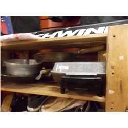 SHELF OF ELECTRIC FRYPAN & POTS