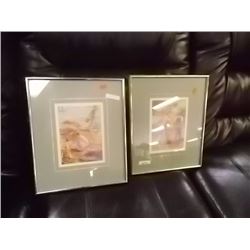 FRAMED ICTURES - BOY & GIRL PLAYING IN SNOW - 2 TTL - BOTH 11 X 13 ½"