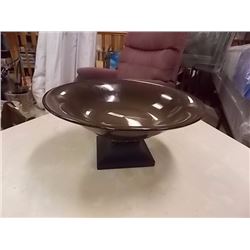 DESIGNERS  BOWL  ON PEDISTAL 13 1/2 DIAMETER ON 6" TALL PEDISTAL