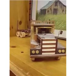 WOODEN LOGGIN TRUCK- DECORITVIE AS IS