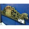 Image 2 : CAST METAL BACK SPLASH FOR ANTIQUE STOVE, VERY ORNATE WITH HORSE HEAD MOTIF