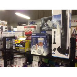 SHELF LOT OF ASSORTED SMALL APPLIANCES