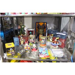 SHELF LOT OF DISNEY CHRISTMAS FIGURINES