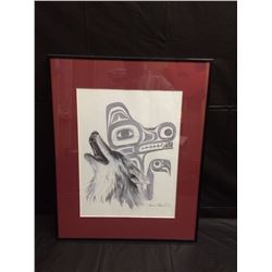 SIGNED ORIGINAL WOLF NATIVE ART BY SUE COLEMAN