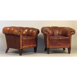 4 Chesterfields, easy chairs and 2 stools