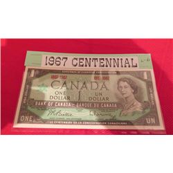 1967 $1.00 banknote – centennial year issue – serial number 1867-1967
