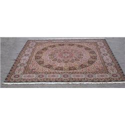 Authentic piece of art highlight silk Tabriz Rug