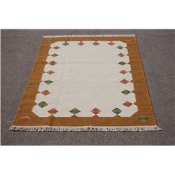 Hand woven, Indian wool pile on cotton foundation Rug