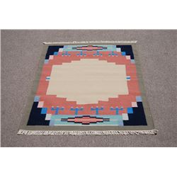 Hand woven, Indian wool pile on cotton foundation Rug