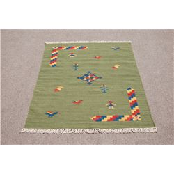 Hand woven, Indian wool pile on cotton foundation Rug