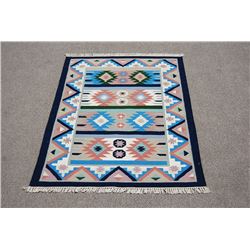 Hand woven, Indian wool pile on cotton foundation Rug