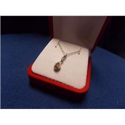 NEW NECKLACE - PEAR FACETTED SAPPHIRE IN STERLING SILVER SETTING - INCLUDES CERTIFICATE $250