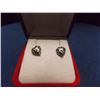Image 1 : NEW EARRINGS - NEW BLACK DIAMOND  EARRINGS - HEART-SHAPE CLUSTER DESIGN - STERLING SILVER SETTING - 