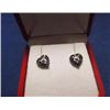 Image 2 : NEW EARRINGS - NEW BLACK DIAMOND  EARRINGS - HEART-SHAPE CLUSTER DESIGN - STERLING SILVER SETTING - 