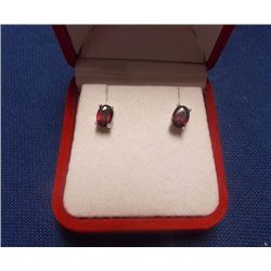 NEW EARRINGS - NEW OVAL FACETTED GARNETS IN STERLING SILVER STUD SETTING - RETAIL ESTIMATE $275