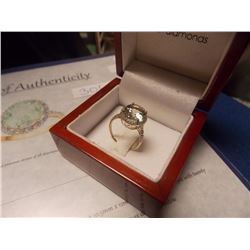 NEW RING - 4.5CT GREEN AMETHYST & 22 DIAMONDS IN 10K GOLD SETTING - INCLUDES CERTIFICATE $1525