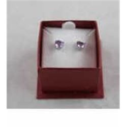 EARRINGS - NEW HEART FACETTED AMETHYST IN STERLING SILVER STUD SETTING - SUGGESTED RETAIL $400