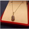 Image 2 : NECKLACE - PEAR FACETTED AMETHYST & DIAMOND IN STERLING SILVER SETTING - 2 VS CLARITY DIAMONDS - SUG