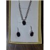 Image 1 : NECKLACE & EARRING 3PC SET - 3TCW OVAL FACETTED DEEP RED BROWN GARNET & ROUND FACETTED DIAMOND IN ST