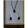 Image 2 : NECKLACE & EARRING 3PC SET - 3TCW OVAL FACETTED DEEP RED BROWN GARNET & ROUND FACETTED DIAMOND IN ST