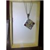 Image 1 : NECKLACE - 2.26 TCW (8) ROUND FACETTED GEMSTONES & (1) DIAMOND IN STAMPED 925 STERLING SILVER SETTIN
