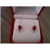 Image 1 : EARRINGS - 2.12 TCW OVAL FACETTED RUBIES & ROUND FACETTED DIAMONDS IN STAMPED 925 STERLING SILVER SE