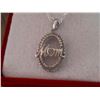 Image 2 : NECKLACE - DIAMONDS IN 925 STAMPED STERLING SILVER OVAL DESIGNED SETTING - "MOM" - INCLUDEDS 925 STE