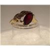 Image 2 : RING - 1.2 CT MARQUIS FACETTED GARNET SET IN 18K YELLOW GOLD OFF SET LEAF DESIGN - INCLUDES CERTIFIC