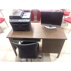 OFFICE DESK W/ BROTHER PRINTER & 18" INSIGNIA TV