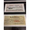 Image 2 : MARILYN MONROE & JOE DIMAGGIO CUSTOM FRAMED DUAL SIGNED FACSIMILIE CHEQUES DISPLAY