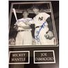 Image 2 : MICKEY MANTLE & JOE DIMAGGIO CUSTOM FRAMED DUAL SIGNED PHOTO & FACSIMILIE CHEQUES DISPLAY