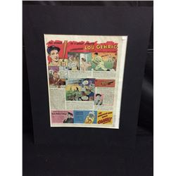 ORIGINAL 1937 LOU GEHRIG COMIC BOOK STRIP