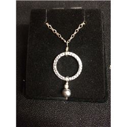 STERLING SILVER & BLACK PEARL NECKLACE W/ PENDANT