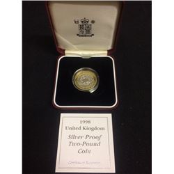 1998 UNITED KINGDOM SILVER PROOF TWO POUND COIN