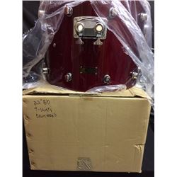 SIGNED BY GABE MANTLE OF "GOB" 22" BURGANDY NETWORK KICK DRUM